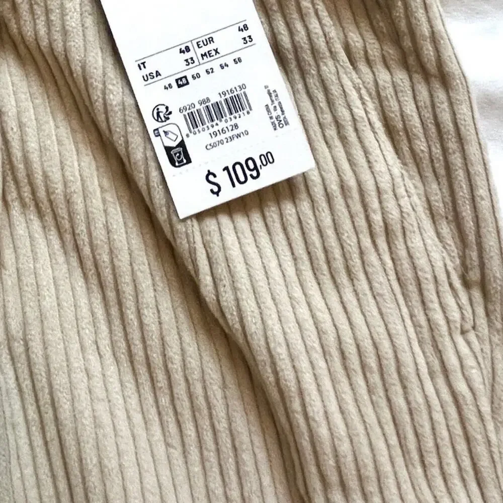 Piombo Lightweight Beige Corduroy Pants 33